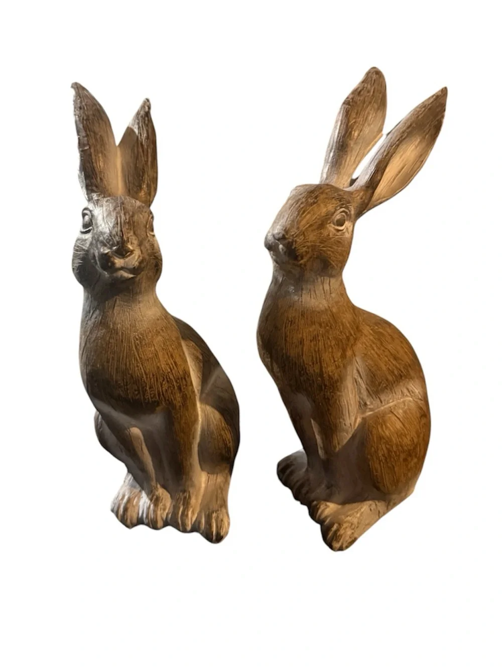 Hobby Lobby Bundle of (2) Wooden Bunny Rabbits Spring Easter Decor Brown Tan